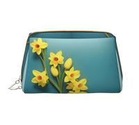 SMSJTMWHN Trousse de maquillage élégante et durable en cuir avec imprimé Narcisse, multi-compartiments, résistante à l'eau, organiseur de grande capacité pour les voyages et la maison, blanc, One Size