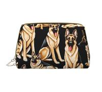 SMSJTMWHN Trousse de maquillage élégante et durable en cuir imprimé berger allemand, multi-compartiments, résistant à l'eau, organiseur de grande capacité pour les voyages et la maison, blanc, One