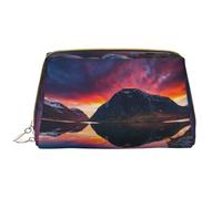 SMSJTMWHN Trousse de maquillage élégante et durable en cuir imprimé îles de Norvège - Multi-compartiments - Résistante à l'eau - Organiseur de grande capacité pour les voyages et la maison, blanc, One