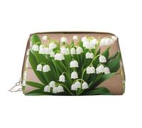 SMSJTMWHN Trousse de maquillage en cuir avec imprimé muguet, élégante et durable, multi-compartiments, résistante à l'eau, organiseur de grande capacité pour les voyages et la maison, blanc, One Size