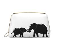 SMSJTMWHN Trousse de maquillage en cuir avec imprimé vieux éléphant et jeune éléphant, élégante et durable, multi-compartiments, résistante à l'eau, organiseur de grande capacité pour les voyages et