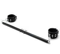SMspade Barre d'écartement en Acier Inoxydable réglable - Barre d'écartement avec Bandes de retenue pour Poignets (Noir 2 Menottes)