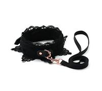 SMspade Collier en cuir avec kit de laisse Lace Collier en cuir avec kit de laisse pour femmes Lace (Noir)