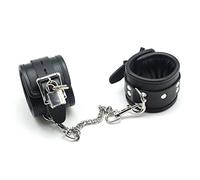 SMspade en cuir véritable menottes rembourrées contentions wristcuffs avec serrures et verrouillage des boucles