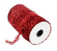 SMTCM 50 Yards de Guirlande de Noël en Lametta Rouge Métallique Fine - Guirlande de Lametta Mini Scintillement - Ruban Cadeau - Couronne Artificielle en Fil Chenille - Poil Bou coration de Noël