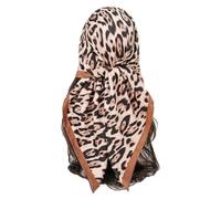 SMTCM Foulard en soie pour femme - Motif léopard - Carré imprimé - Bandeau imprimé animal - Bandeaux de croisière - Foulard carré en soie pour cadeau de vacances à la plage - 90 x 90 cm