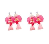 SMTCM Lot de 2 paires de boucles d'oreilles en forme de papillon orchidée - Style vintage - Pour fête, mariage, Noël et tous les jours - Accessoires légers pour femme