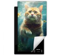SMTDeco Protection plaque de cuisson,Tapis Protection Protecteur,Tapis enroulable pour cuisinières électrique, à induction 30x52 cm une pièce Chat d'Eau Orange (103592)