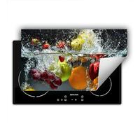 SMTDeco Protection plaque de cuisson,Tapis Protection Protecteur,Tapis enroulable pour cuisinières électrique, à induction 90x52 cm une pièce motif "Fruit" gris