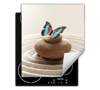SMTDeco Protection plaque de cuisson,Tapis Protection Protecteur,Tapis enroulable pour cuisinières électrique, à induction 50x52 cm une pièce pierre papillon beige (116579)