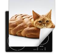 SMTDeco Protection plaque de cuisson,Tapis Protection Protecteur,Tapis enroulable pour cuisinières électrique, à induction 60x52 cm une pièce Chat Pain Orange (106948)