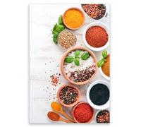 SMTDeco Protection plaque de cuisson, vitrocéramique, verre trempé, pour cuisinières électrique, à induction,planche à découper 35x52 cm une pièce épices basilic blanc (111127)