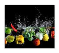 SMTDeco Protection plaque de cuisson, vitrocéramique, verre trempé, pour cuisinières électrique, à induction,planche à découper 60x52 cm une pièce Eau Végétale Noir (107137)