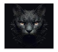 SMTDeco Protection plaque de cuisson, vitrocéramique, verre trempé, pour cuisinières électrique, à induction,planche à découper 50x52 cm une pièce Cat Fantasy Noir (116711)