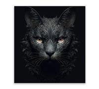 SMTDeco Protection plaque de cuisson, vitrocéramique, verre trempé, pour cuisinières électrique, à induction,planche à découper 60x65 cm une pièce Cat Fantasy Noir (107477)