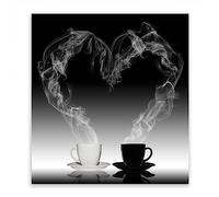 SMTDeco Protection plaque de cuisson, vitrocéramique, verre trempé, pour cuisinières électrique, à induction,planche à découper 60x65 cm une pièce motif "Café" noir