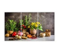 SMTDeco Protection plaque de cuisson, vitrocéramique, verre trempé, pour cuisinières électrique, à induction,planche à découper 3 x 30x52 cm Lot de 3 Légumes Herbes Vert (105093)