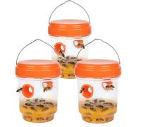 smtfcty 3 pièces Ensemble de pièges à guêpes,Pièges à Guêpes pour l'extérieur Piège à Abeilles à Suspendre Piège Vivant à Suspendre pour Jardin, Balcon, Extérieur, sans Produits Chimiques (Orange)