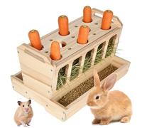 smtfcty Grand râtelier à foin en bois pour lapins, lapins, hamsters, 30 x 20,5 x 18 cm - Gamelle en bois naturel non traité - Auto-alimentation pour cochons d'Inde, souris, rats