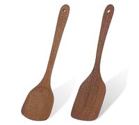 smtfcty Lot de 2 spatules en bois d'olive de 30 cm - Ustensiles de cuisine avec grain unique pour poêle, ustensiles de cuisine et spatule en bois