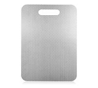 smtfcty Planche à découper en titane en acier inoxydable 304 double face de qualité alimentaire avec poignées pour viande, fruits, légumes, passe au lave-vaisselle