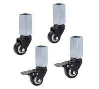 SMTOPIA pour Manchon Carré en Acier Inoxydable 25/30/40 mm roulettes Pivotantes Universelles avec Frein, Roues À Poulie Silencieuses roulettes De Meubles, 4 Pièces Capacité De Charge 150 kg