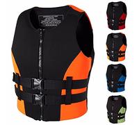 SMTSEC Gilets De Sauvetage Adultes, Aide À La Flottabilité Gilet De Natation en Néoprène Gilet Kayak Paddle Board Gilet De Flotteur De Natation pour Kayak Pêche Surf Plongée Sport Nautique,Orange-S