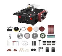 SMTYXS Mini Scie D'établi Et Ponceuse À Bande 200W, Vitesse Variable, De Table Circulaire, Profondeur Coupe 30mm, Bricolage for Bois, Plastique, Pierre, Couteau en Métal Accentuer La Brillance