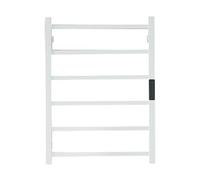 SMTYXS Sèche-Serviettes Électrique Doré for Salle De Bain, Câble Apparent/caché, Réglage La Température, Minuterie, Porte-Serviettes Chauffant Chauffage Rapide et Efficace(Left,White)