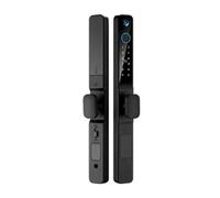 SMTYXS Serrure D'empreinte Digitale Extérieure Étanche Avec Caméra Tuya Wifi APP Carte IC Serrure De Porte Électronique Intelligente Sans Clé En Aluminium/verre Coulissant(Black 3585)