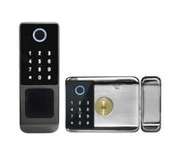 SMTYXS Serrure D'empreinte Digitale Extérieure Étanche Tuya Wifi Télécommande Biométrique Serrure Numérique App Carte Mot De Passe Électronique Serrure De Porte Intelligente(C-4)