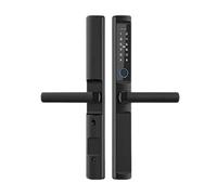 SMTYXS Serrure D'empreinte Digitale Extérieure Étanche Tuya Wifi TTLock APP Code De Carte RFID Serrure De Porte Intelligente Électronique For Verre Coulissant En Aluminium(Black3585-Long,TTlock)