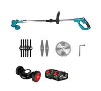 SMTYXS Tondeuse À Gazon Électrique Pliable Portative for Batterie 18 V Tondeuse Électrique Réglable avec Accessoires Outil D'élagage De Jardin(2 Battery)