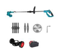 SMTYXS Tondeuse À Gazon Électrique sans Fil 1500 W 12000 TR/Min, Débroussailleuse Portative Pliable Et Réglable, Outil De Jardinage for Batterie 18-21 V(Blue 1 Battery)