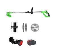 SMTYXS Tondeuse À Gazon Électrique sans Fil 1500 W 12000 TR/Min, Débroussailleuse Portative Pliable Et Réglable, Outil De Jardinage for Batterie 18-21 V(Green 1 Battery)