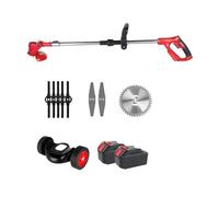 SMTYXS Tondeuse À Gazon Électrique sans Fil 1500 W 12000 TR/Min, Débroussailleuse Portative Pliable Et Réglable, Outil De Jardinage for Batterie 18-21 V(Red 2 Battery)