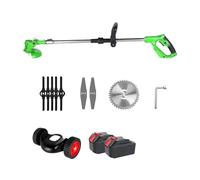 SMTYXS Tondeuse À Gazon Électrique sans Fil 1500 W 12000 TR/Min, Débroussailleuse Portative Pliable Et Réglable, Outil De Jardinage for Batterie 18-21 V(Green 2 Battery)