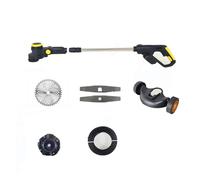 SMTYXS Tondeuse À Gazon Électrique sans Fil 3 en 1, Moteur sans Balais, Coupe-Herbe, Longueur Réglable, Angle, Outils D'élagage Télescopiques, Roue Métallique(NO Battery Set)