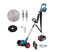 SMTYXS Tondeuse À Gazon Électrique sans Fil avec roulettes, Coupe-Herbe, Longueur Réglable, Angle, Élagage Télescopique, Outils De Jardinage(with 1 Battery Set)