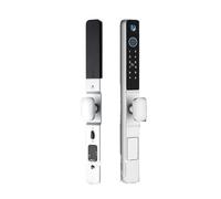 SMTYXS TUYA APP - Caméra Étanche, Empreinte Digitale, Carte RFID, Mot De Passe, Serrure Électronique Intelligente Sans Clé, Porte Coulissante Extérieure En Verre Et Aluminium(Siliver 2885hook)