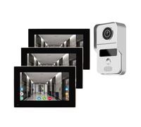 SMTYXS Tuya - Visiophone Intelligent WiFi, Interphone Vidéo for La Maison, 1080P RFID, Visionneuse De Porte sans Fil, Caméra, Interphone, Écran 7 Pouces, Enregistrement De Mouvement(1 to 3 Indoor)
