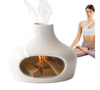 Smudge Bowl Brûleur d'encens en céramique, décoration de la maison, décoration de méditation, plateau en bois pour nettoyage énergétique de méditation et de yoga