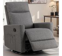 SMUG Chaise pivotante à Bascule avec Repose-Pieds Extra Large, Dossier Haut, Chaise de Chambre d'enfant, Salon, Chambre à Coucher et Chambre d'enfant, siège Profond Confortable pour se détendre, Gris