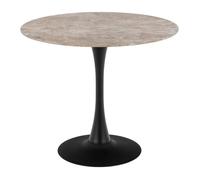 Smuk Table de Salle à Manger Ø 90 cm Jayden Céramique Brun