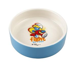 Smurfs duvoplus, Gamelle la Schtroumpfette 300ml - 14,2x14,2x4cm Céramique émaillée de qualité, Résistant et Stable, pour Aliments humides, Aliments secs et de l'eau, Lavable au Lave-Vaisselle