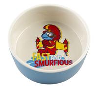 Smurfs duvoplus, Gamelle Schtroumpfs 500ml - 15x15x6cm Blanc/Bleu, Céramique émaillée de qualité, Résistant et Stable, pour Aliments humides, Aliments secs et de l'eau, Lavable au Lave-Vaisselle