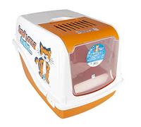 Smurfs duvoplus, Toilette Chat 57x39x38cm, avec Pelle et Grille de Ventilation, avec Un Filtre à Charbon Actif pour empêcher Les Mauvaises odeurs de s'échapper, avec Rabat Transparent Auto-Rotatif