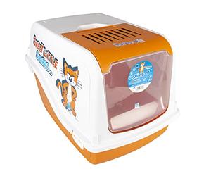 Smurfs duvoplus, Toilette Chat 57x39x38cm, avec Pelle et Grille de Ventilation, avec Un Filtre à Charbon Actif pour empêcher Les Mauvaises odeurs de s'échapper, avec Rabat Transparent Auto-Rotatif