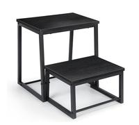 smusei Marchepied pliable à 2 marches pour adultes et enfants, 3 en 1, stable, en bois, amovible, pour cuisine, salle de bain, chambre à coucher, toilettes, capacité de charge 200 kg, noir
