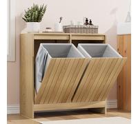 Smuxee Armoire à linge à deux compartiments escamotables, armoire de buanderie cachée avec double panier, poubelle naturelle pour salle de bain, cuisine, salon